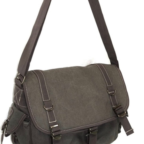 Amik - Rugged Canvas Foldable Messenger Bag - Brushed Brown - Picture 2 of 4
